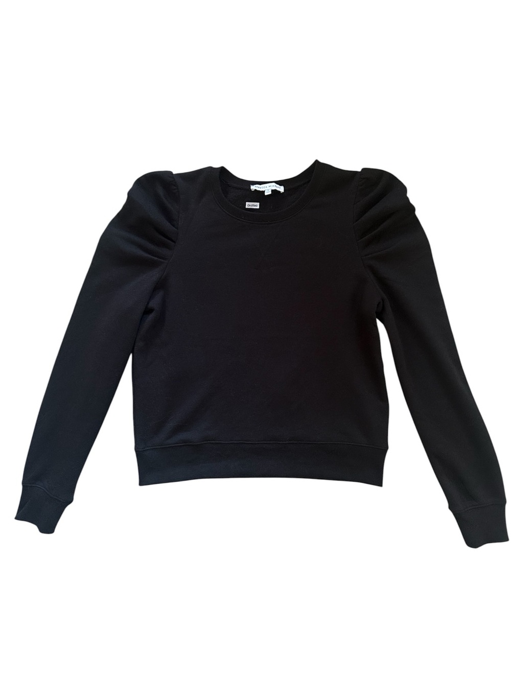 Rebecca Minkoff Black Puff-Sleeve Sweatshirt Top